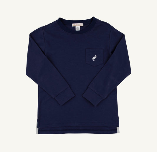 Long Sleeve Carter Crewneck-Nantucket Navy/Worth Ave White