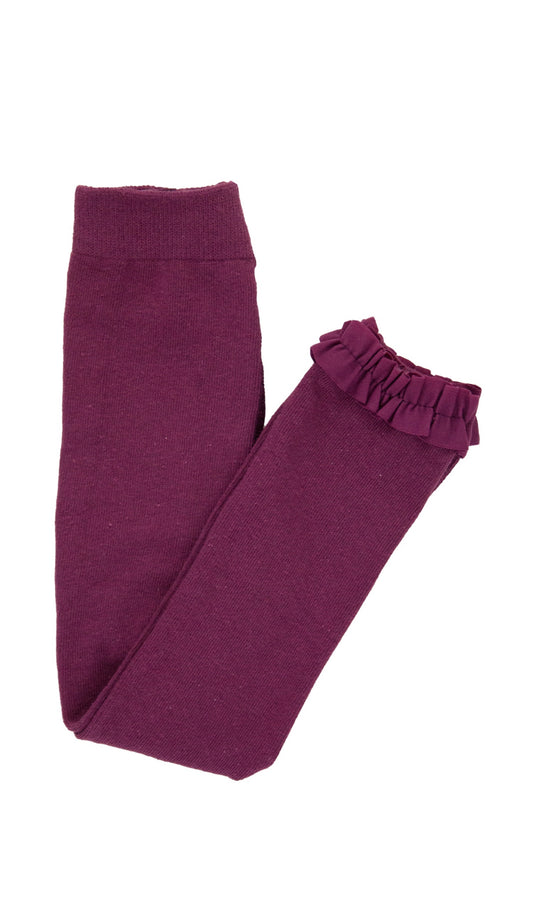 Footless Ruffle Tights-Eggplant Harvest