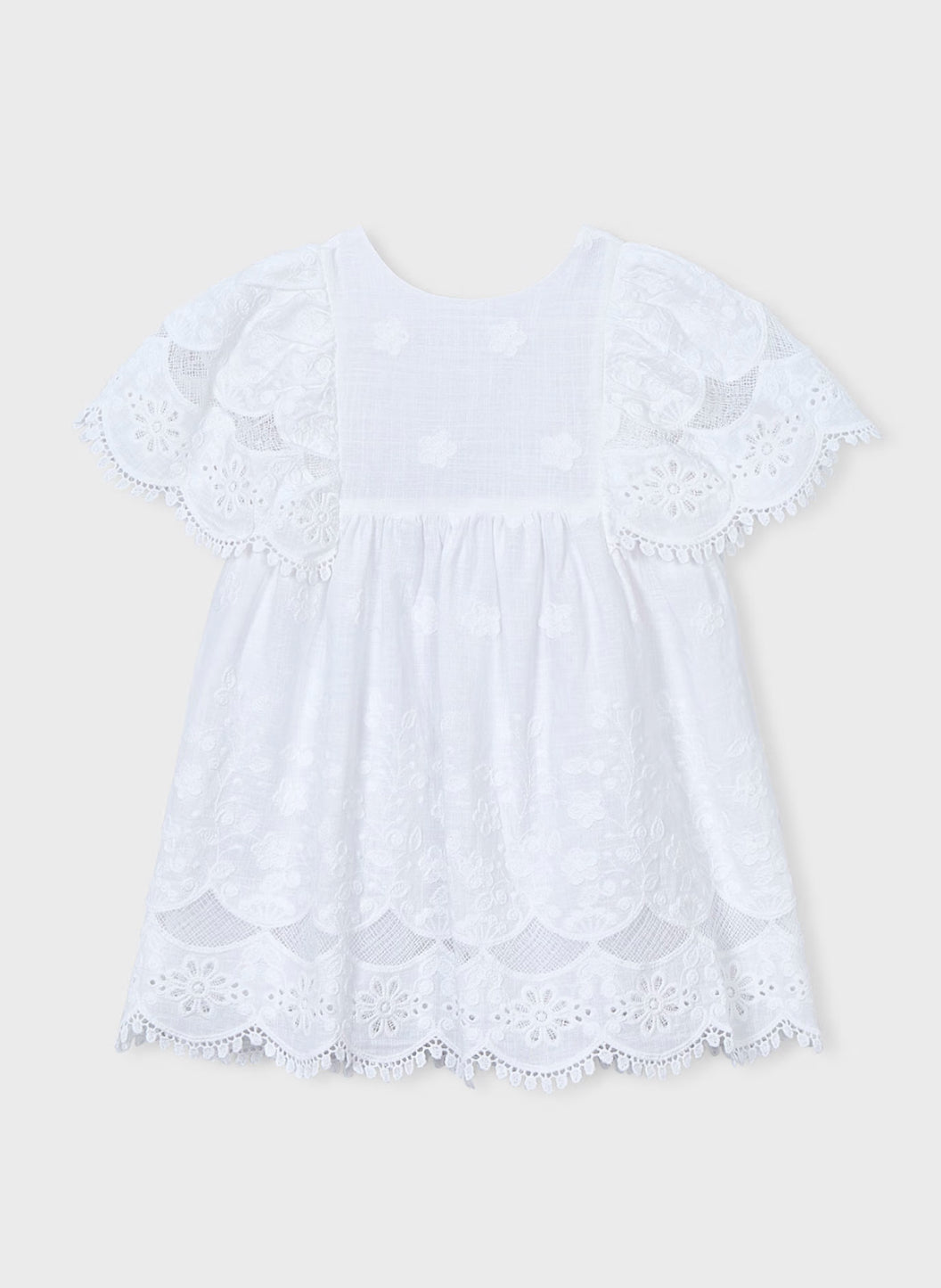 Girl Embroidered Dress-White