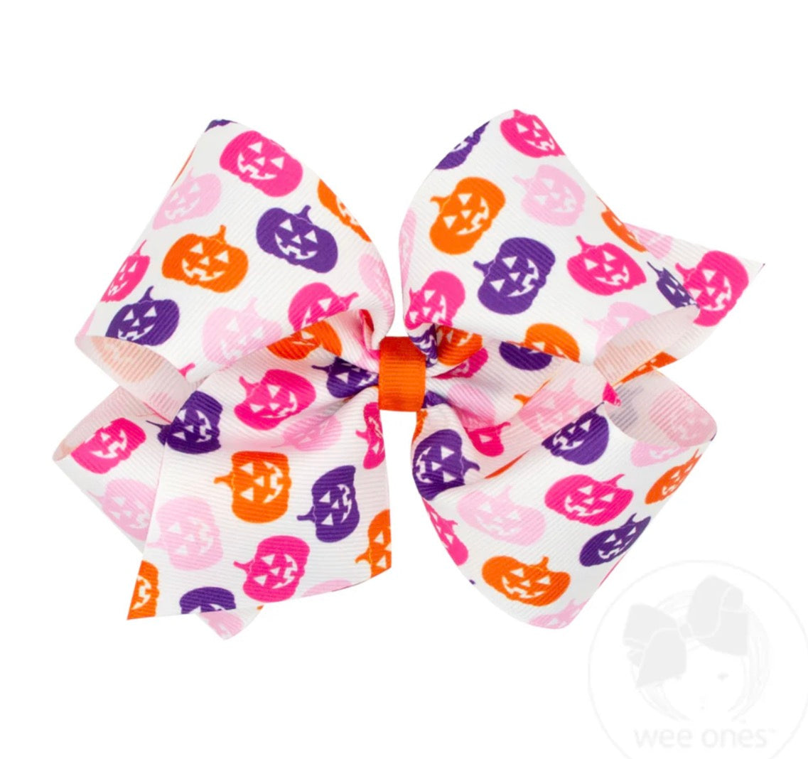 King Halloween Jack o' Lantern Print Hair Bow
