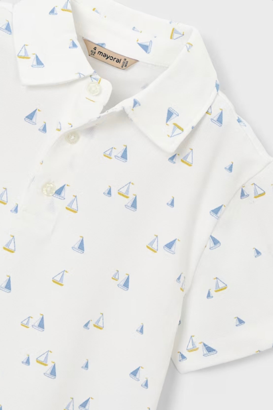 Sail Away Olive/White Boy Printed Polo