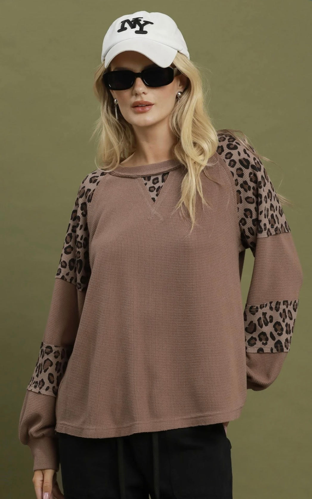 Mocha Leopard Mix Thermal Top