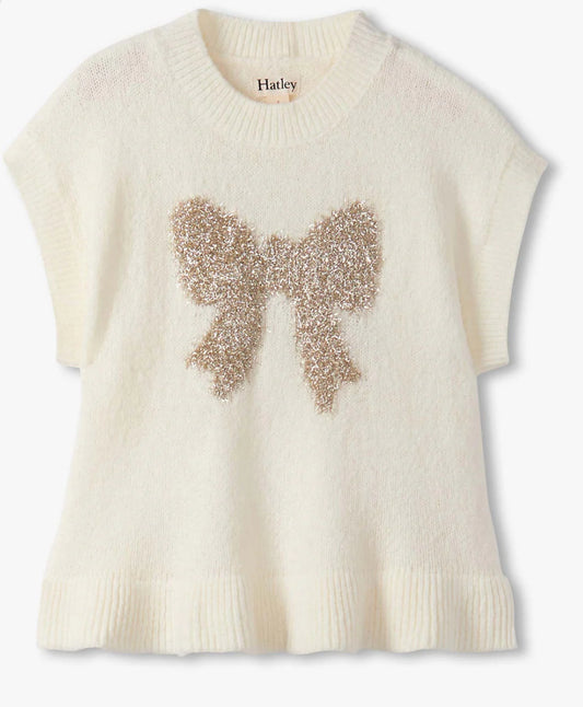 Girls Gold Bow Everywhere Sweater Vest