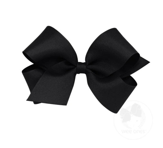 Navy- Medium Classic Grosgrain Hair Bow (Plain Wrap)