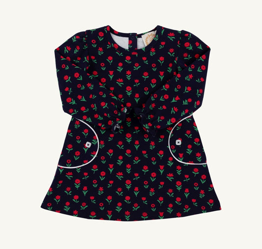 Sadie Sweatshirt Dress-Heavy Weight Pima-Prescott Farm Flowers/Worth Ave White