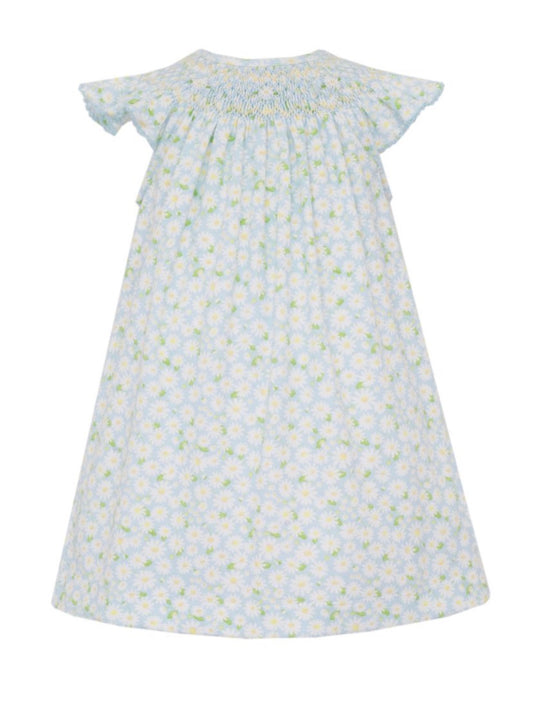 SPRING DAISIES - Blue Daisies knit print angel wing bishop