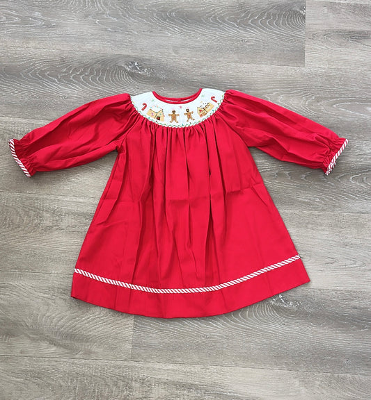 Gingerbread Smocked Bishop L/S Dress