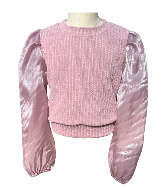 Peyton Sweater Top Textured Pink/Shimmer