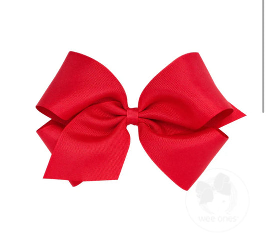 Red- King Classic Grosgrain Hair Bow (Plain Wrap)