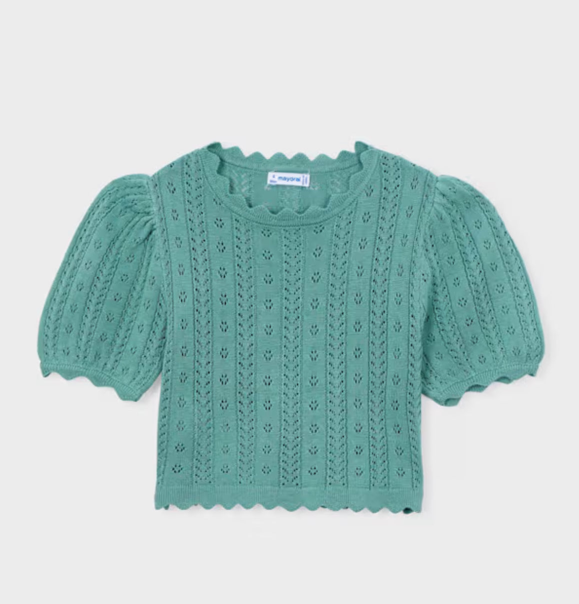 Girl Openwork T-shirt- Mint