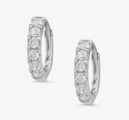Cz Hoop Earrings -White (3mm)