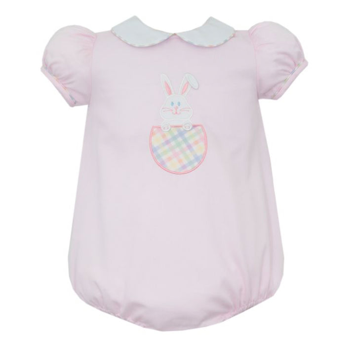 BUNNY - Pink pique girl's bubble w/ pocket