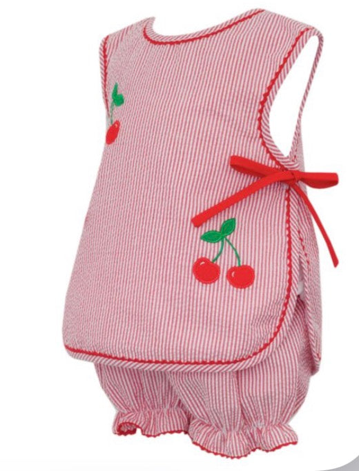 CHERRY - Red Seersucker Stripe Bloomer Set