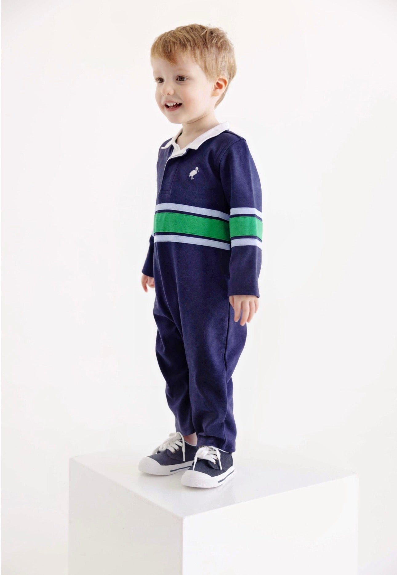 Sir Proper’s Rugby Romper-Nantucket Navy/Beale Street Blue/Kiawah Kelly Green