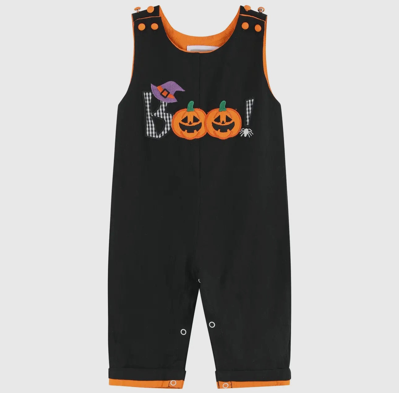 Black and Orange BOO Halloween Overalls