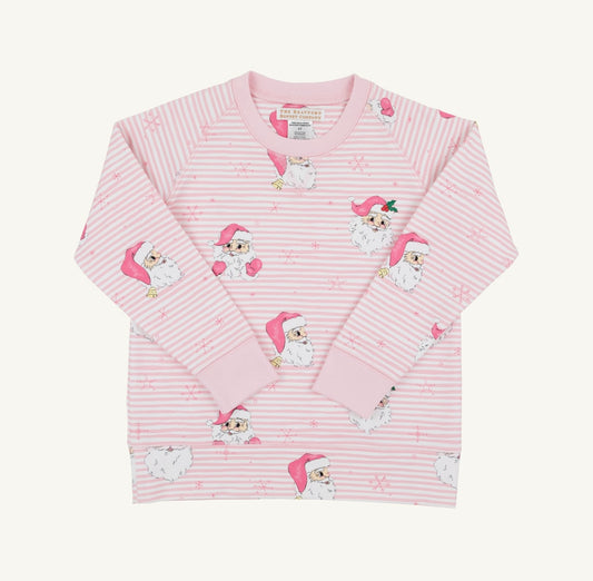 Cassidy Comfy Crewneck-Girls-French Terry-Dear Santa (Palm Beach Pink Stripe)/Palm Beach Pink