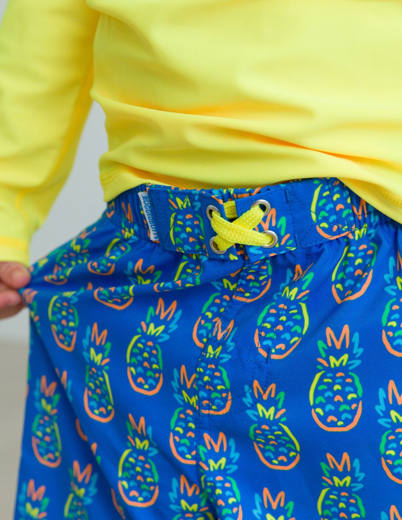 Swim Trunks- Neon Blue Pineapples