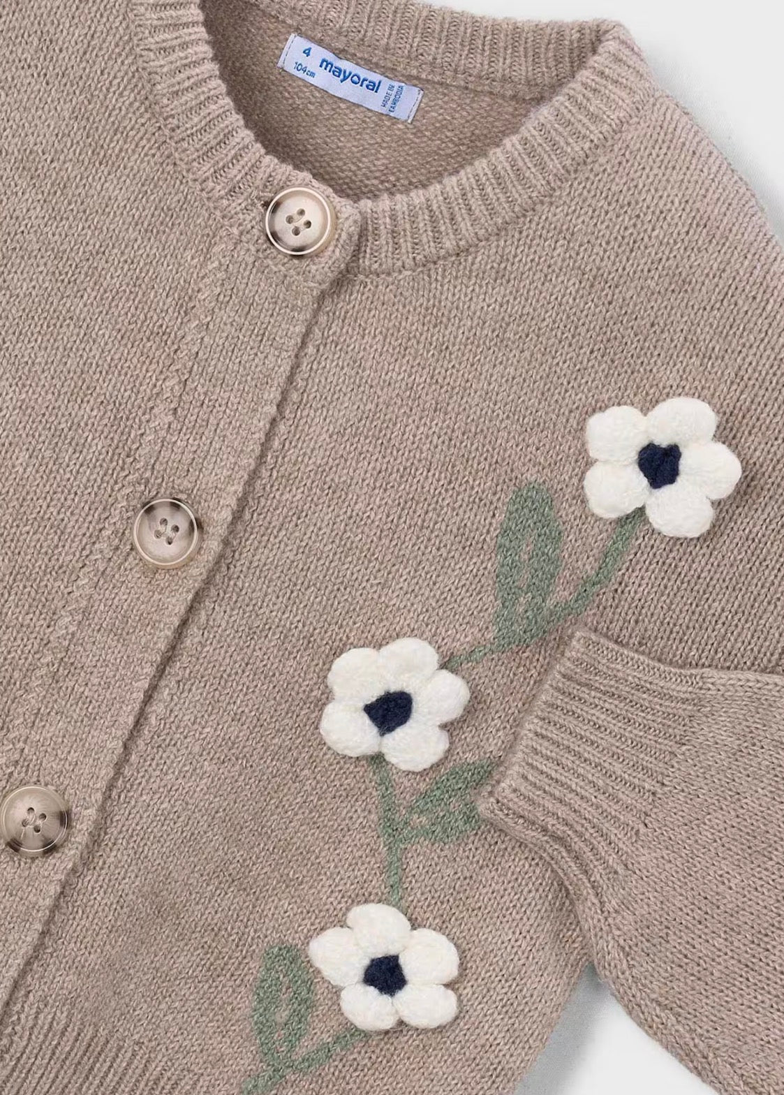 Girls Floral Knit Cardigan
