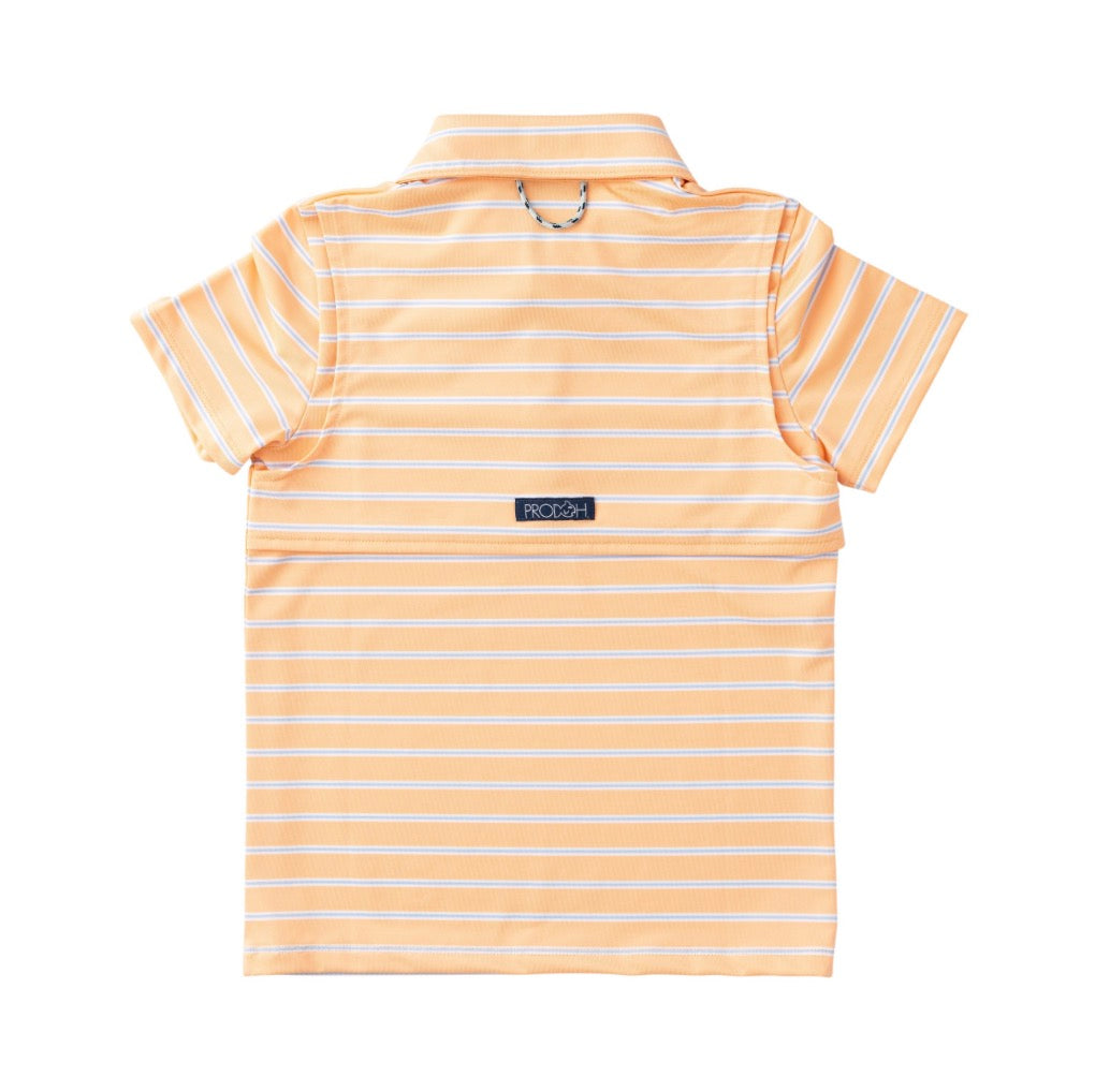 Boys' Short Sleeve Pro Performance Polo- Orange Chiffon Stripe