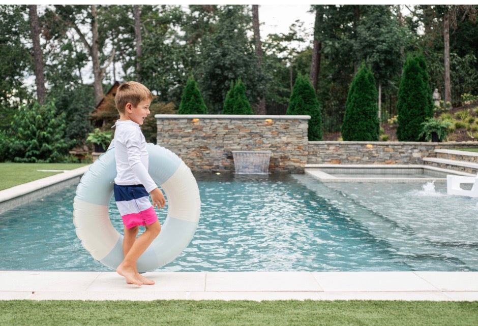 Boys' Boogie Board Swim Trunk- Navy Peony Colorblock