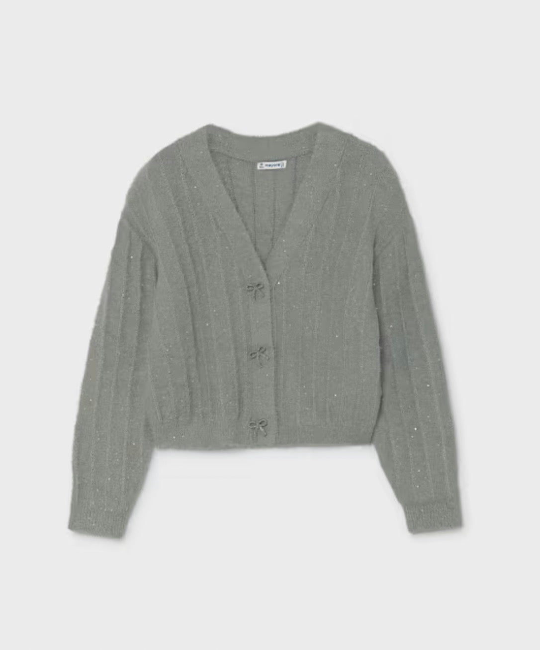Girls Sequin Cardigan - Grey