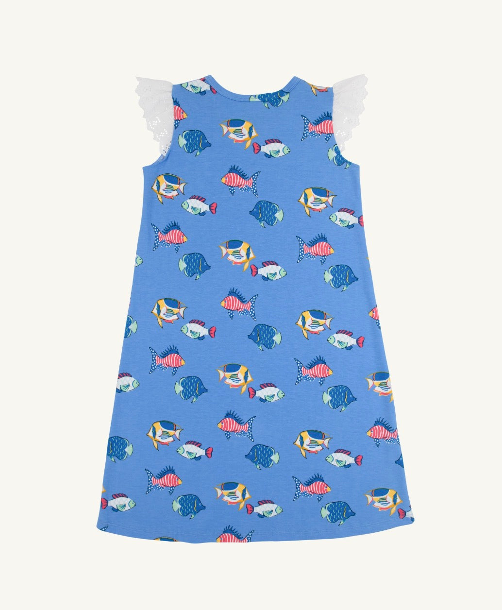 Sleeveless Polly Play Dress-Eyelet-Here Fishy Fishy/Worth Ave White