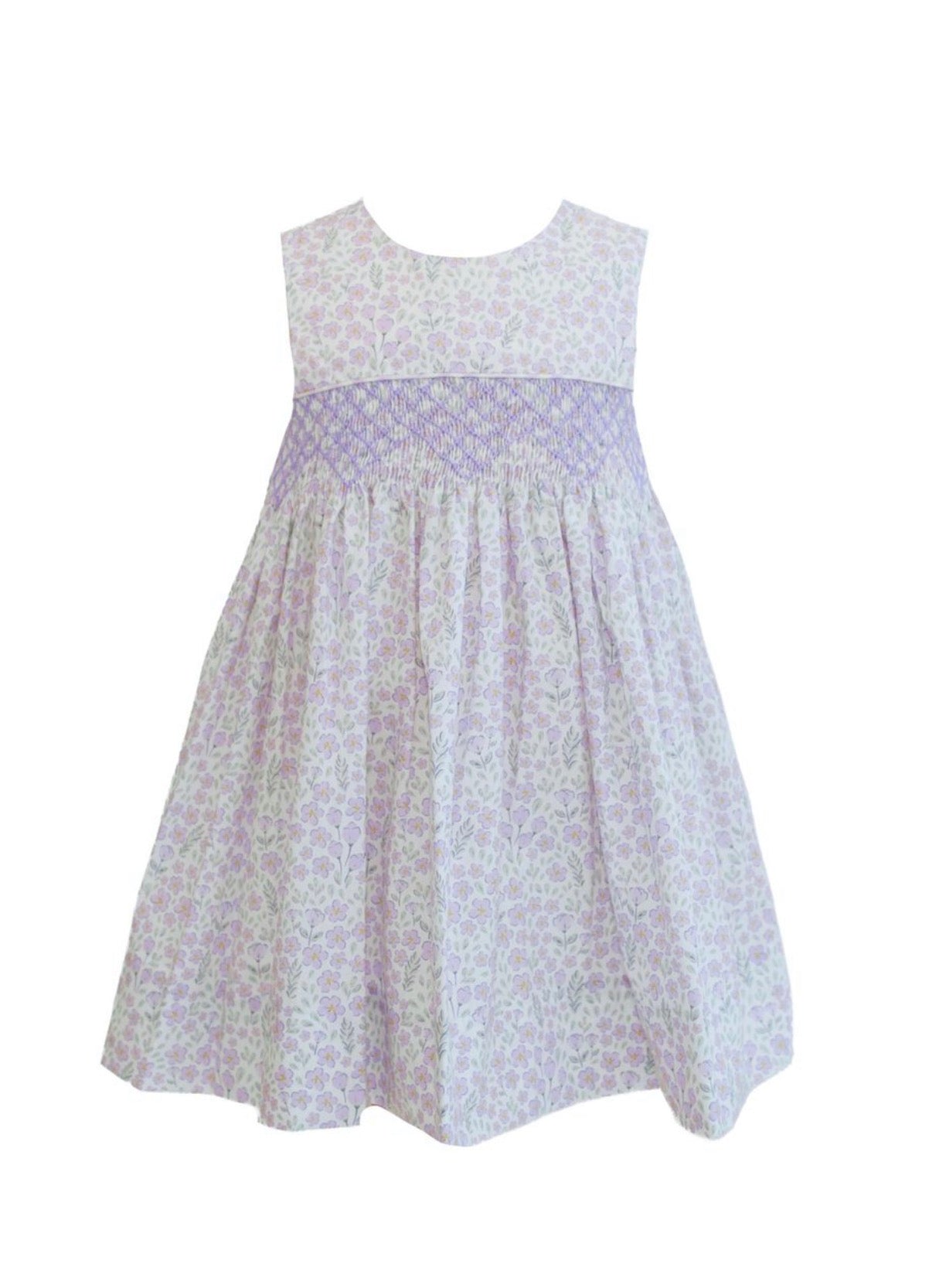 Avery Purple Floral Smocked Dress