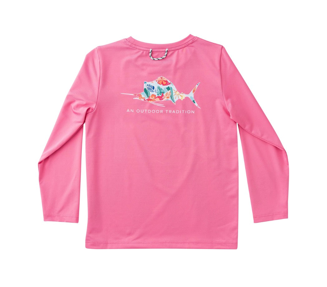 Girls' LS Pro T-shirt- Azalea Pink