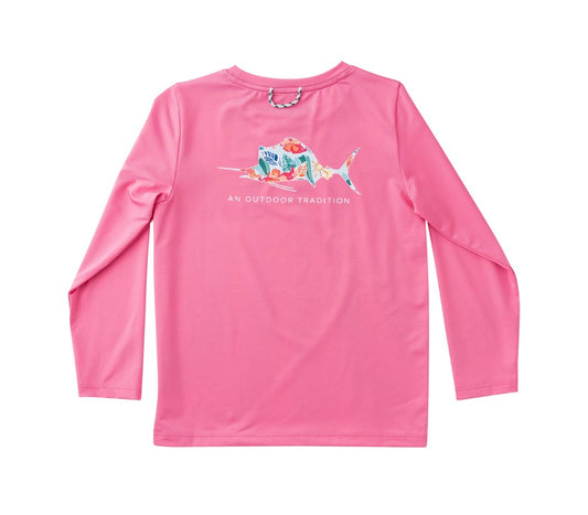 Girls' LS Pro T-shirt- Azalea Pink