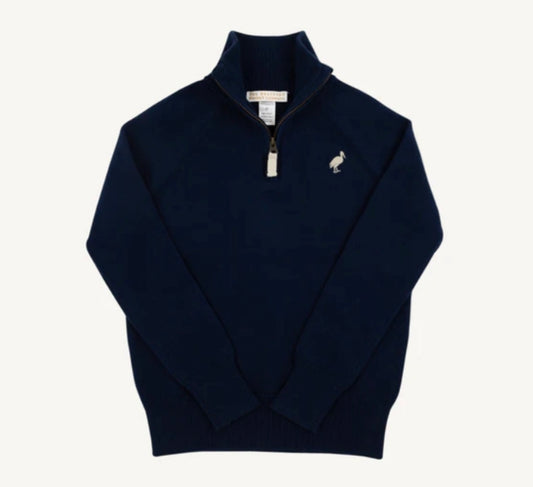Hayden Half Zip Sweater- Nantucket Navy/Osprey Oatmeal