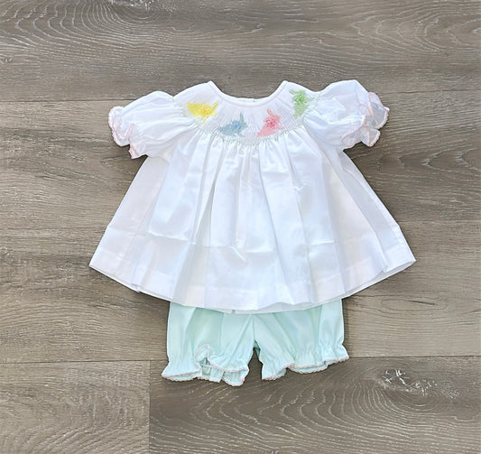 Bunny Smocked Bishop Bloomerset