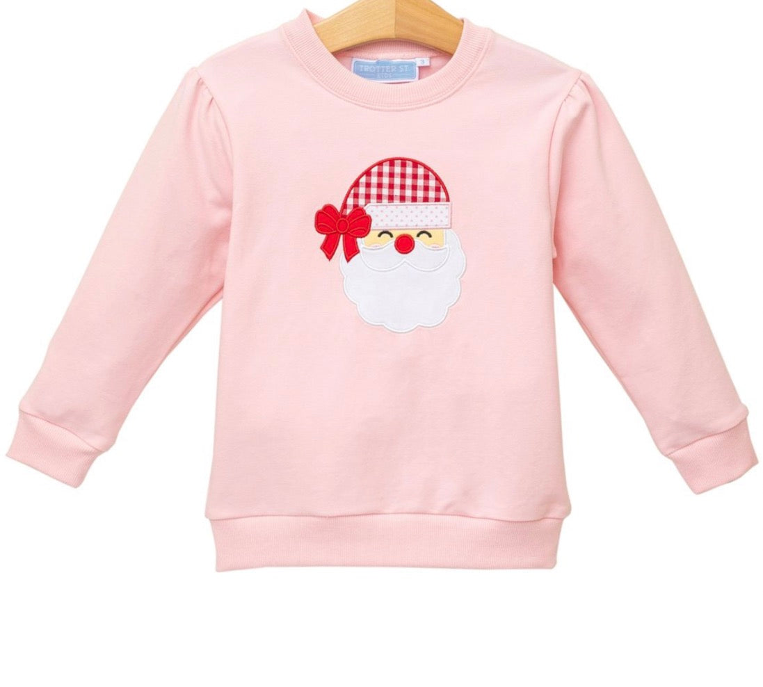 French Terry Pullover- Santa (Light Pink)