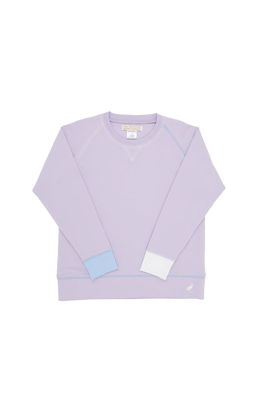 Cassidy Comfy Crewneck Girlft-Lauderdale Lavender, Worth Ave White, Beale Street Blue