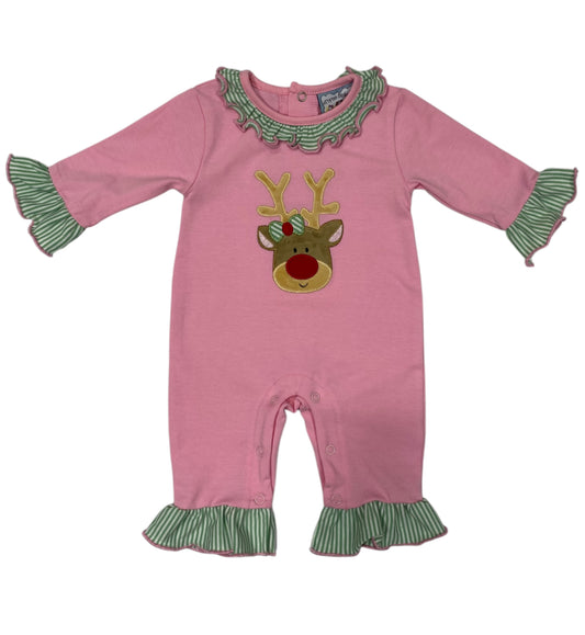 Reindeer Appliqué Girls Romper