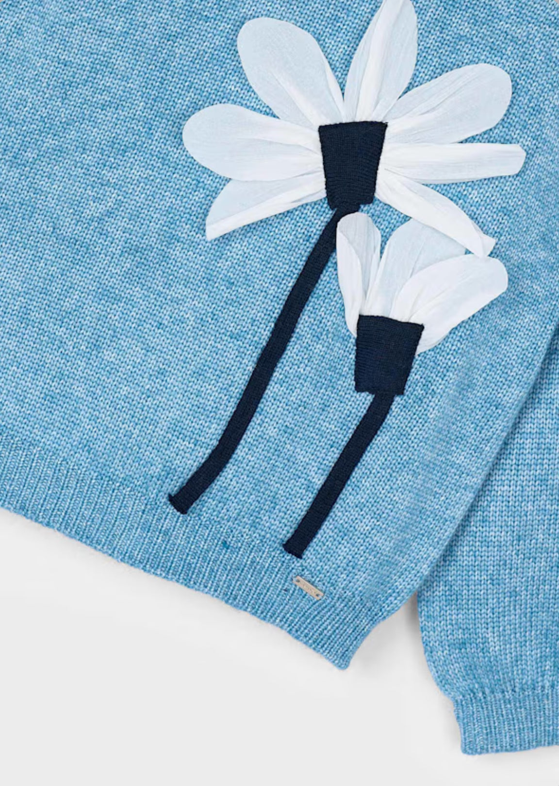 Girl Flowers Applique Knit Sweater