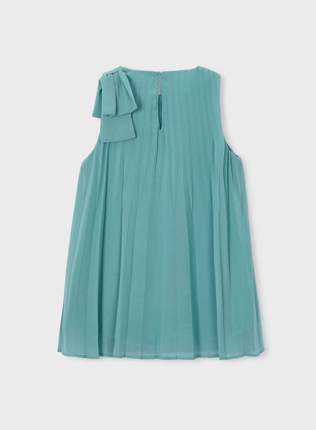 Mint- Girl Pleated Dress with Shoulder Bow