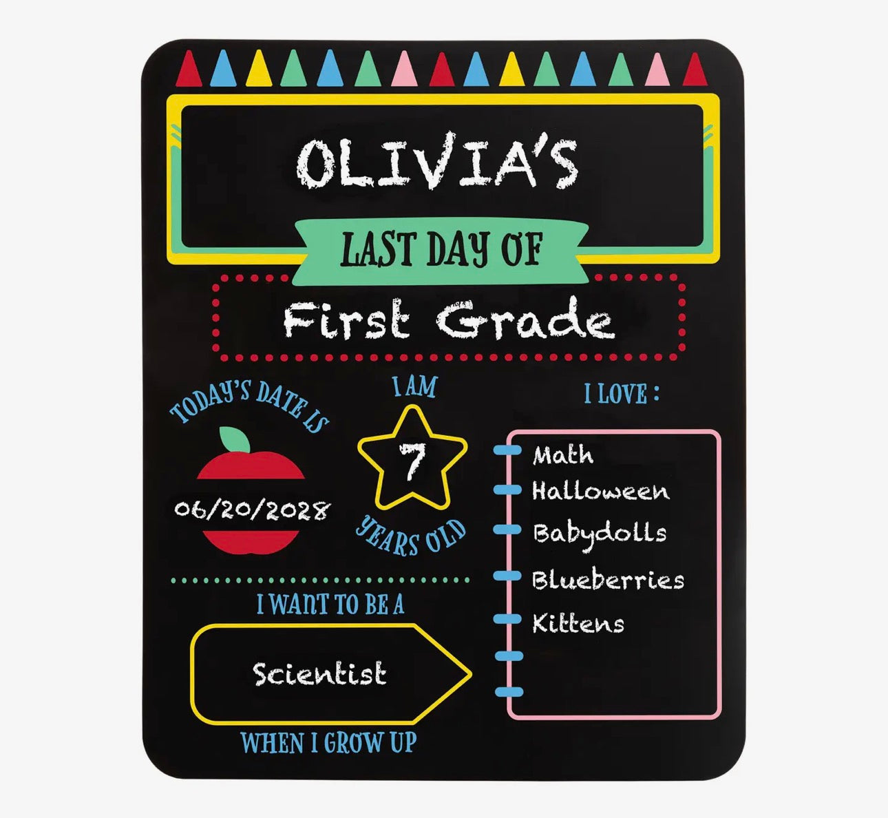 First and Last Day of School Reversible Chalkboard