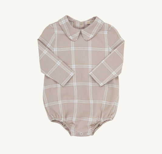 Peter Pan Collar Shirt Onesie, Flannel-Thompson Park Plaid