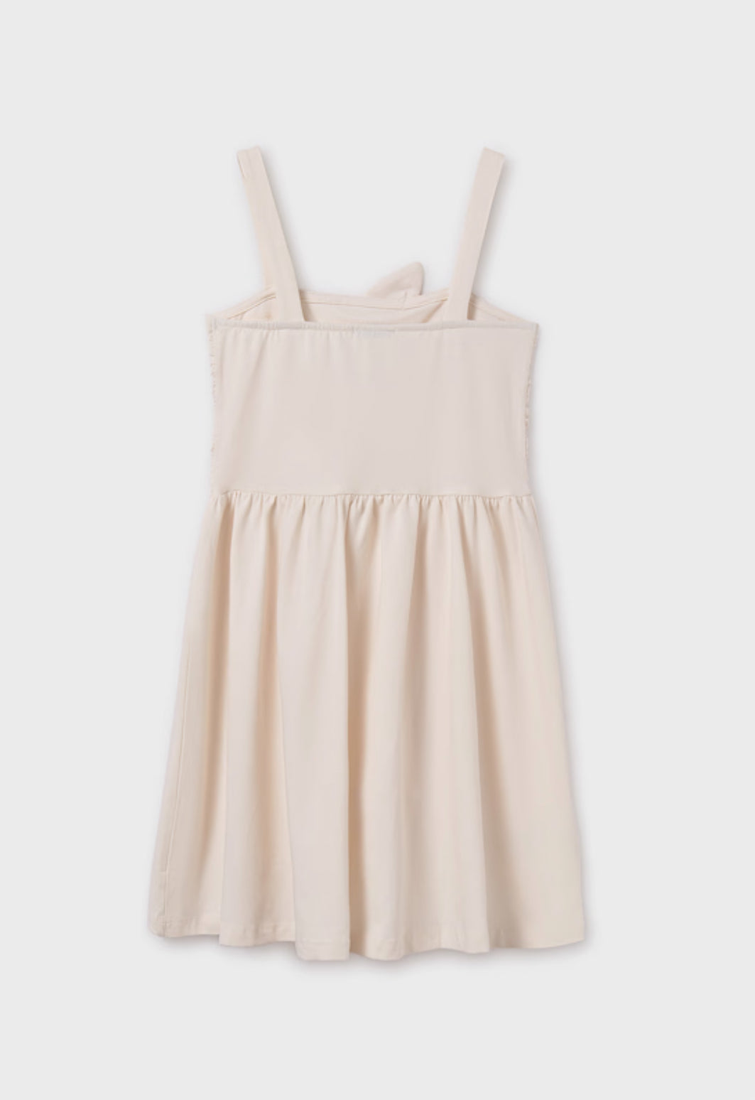Girl Flower Strap Dress-Bone
