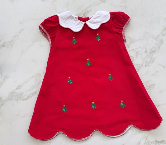 Christmas Tree Kendall Dress, Red Cord
