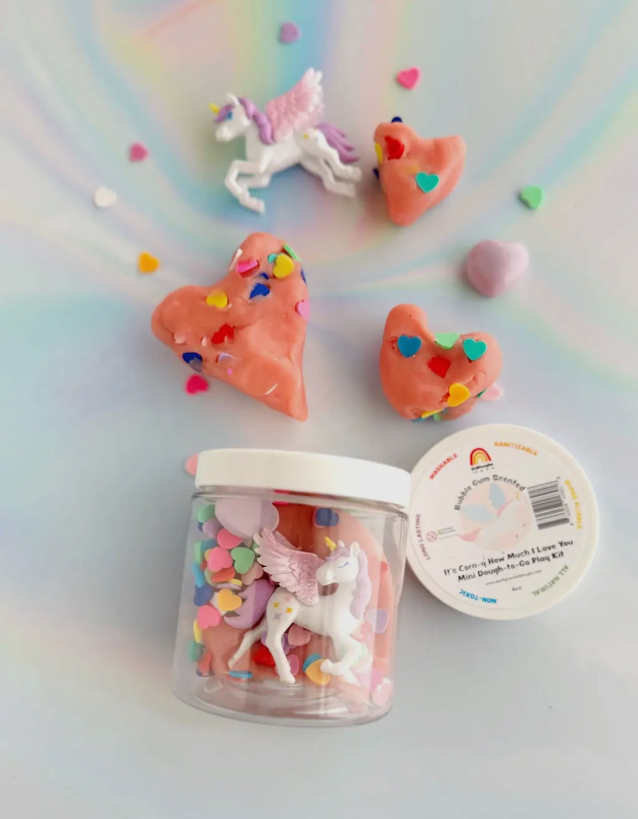 Valentine “It’s Corny” Unicorn Mini Dough To Go (Bubble Gum)