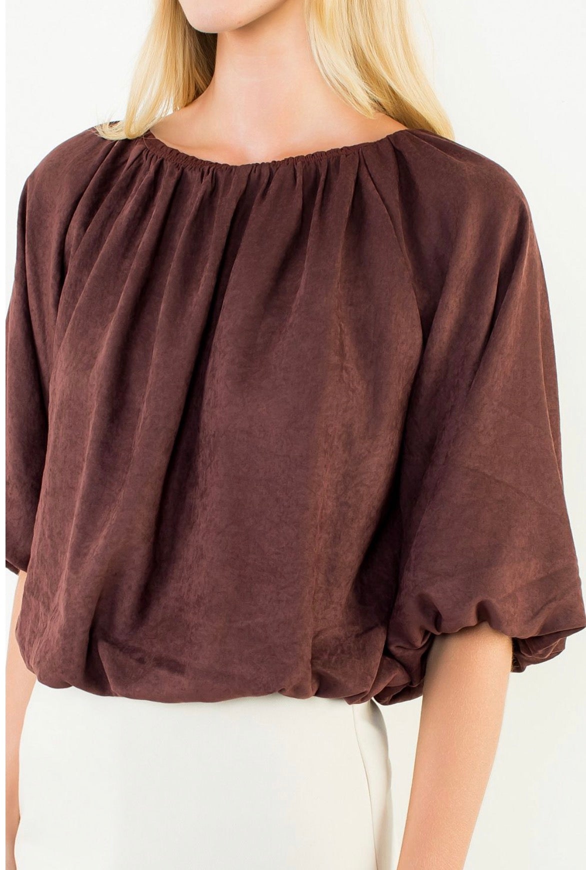 Brown- Suede Cinched Top
