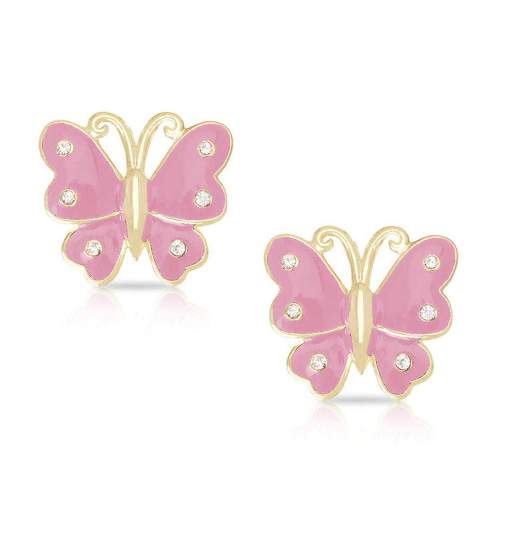 Butterfly Stud Earrings with Crystals