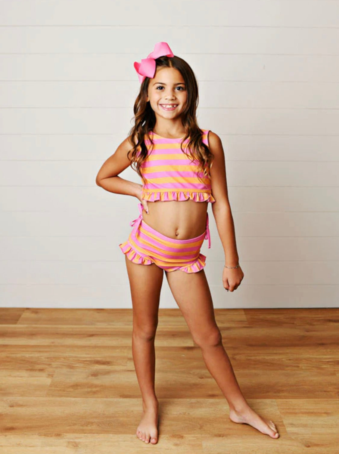Orange/Pink Stripe 2pc Swimsuit