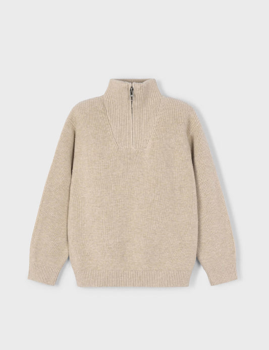 Boy Quarter Zip Sweater- Chai Heather