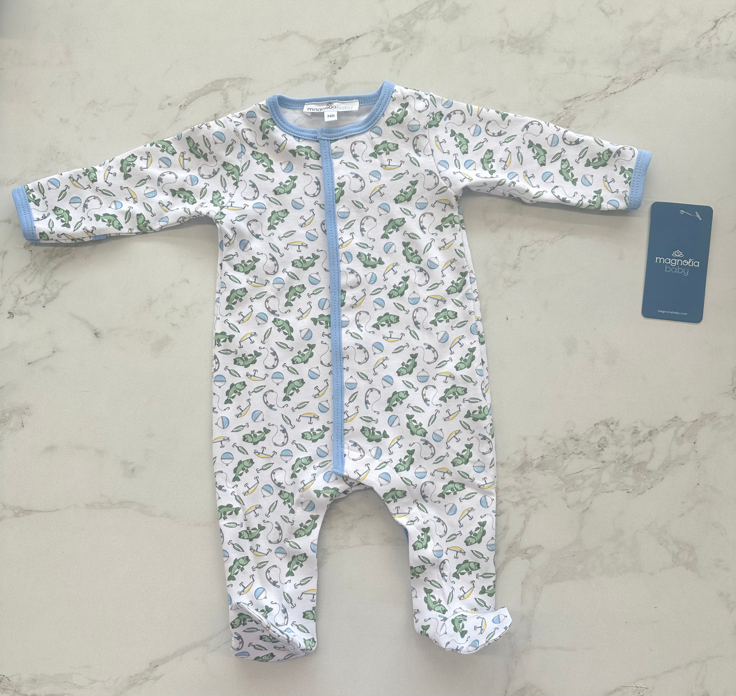 Hook, Line, and Sinker Light Blue Printed Footie