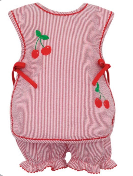 CHERRY - Red Seersucker Stripe Bloomer Set