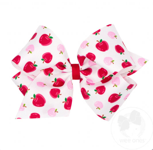Medium Back to School Print Grosgrain Hair Bow