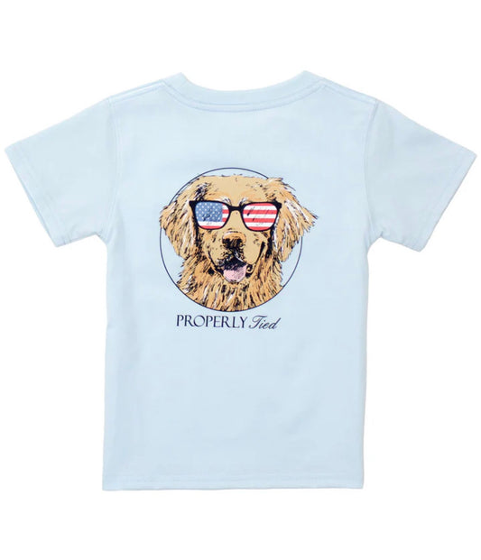 Boys Patriot Dog SS Periwinkle