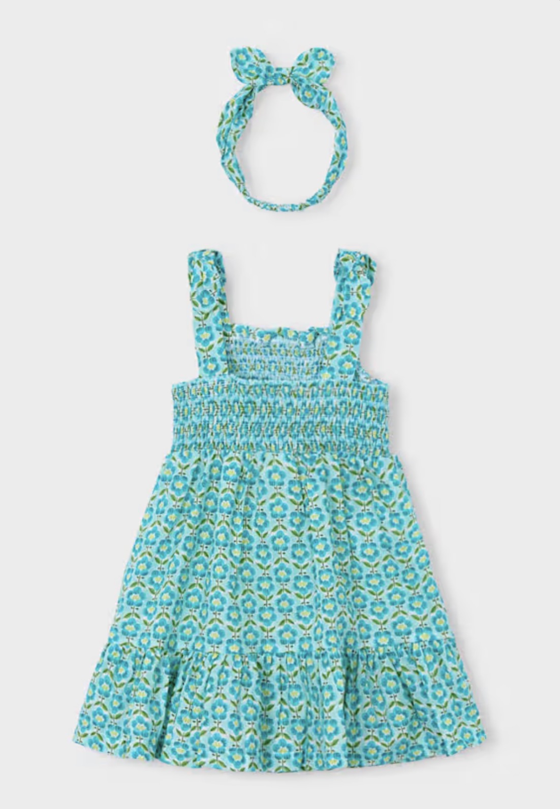 Ocean- Girl Printed Dress with Headband